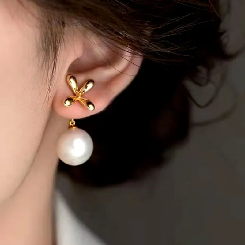 14K Gold-Plated Elegant Osmanthus Pearl Earrings