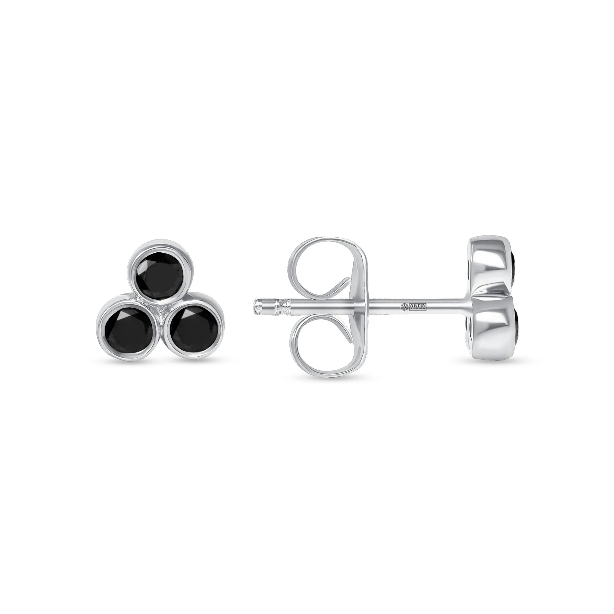 14K Gold Trio Black Diamond Stud Earrings