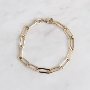 14k Yellow Gold Large Paperclip Chain Bracelet