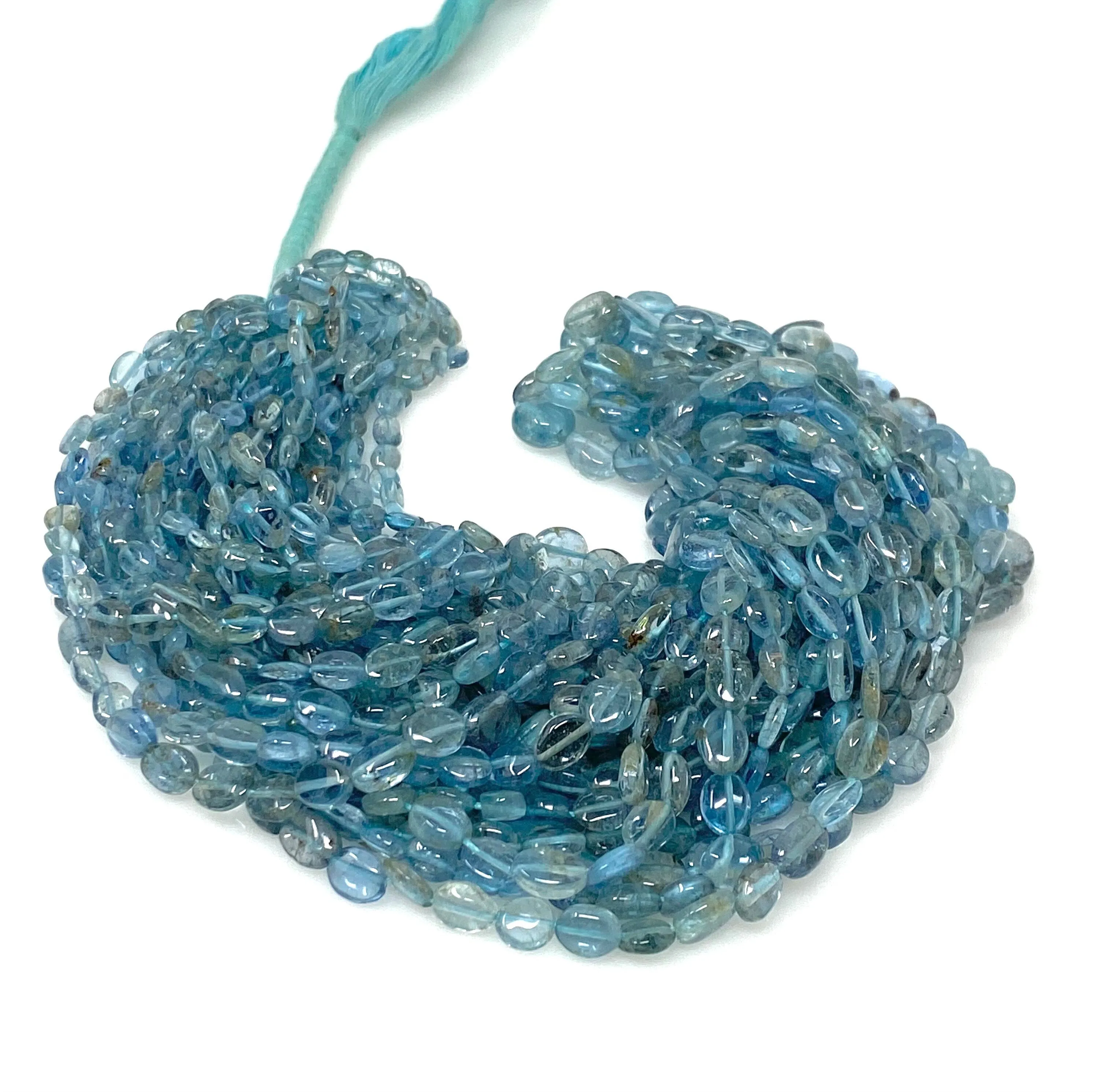 15” Rare Santa Maria Aquamarine Gemstone Beads, Aquamarine Oval Nugget Smooth Beads, Bulk Wholesale Beads, 4x3mm - 8x6mm