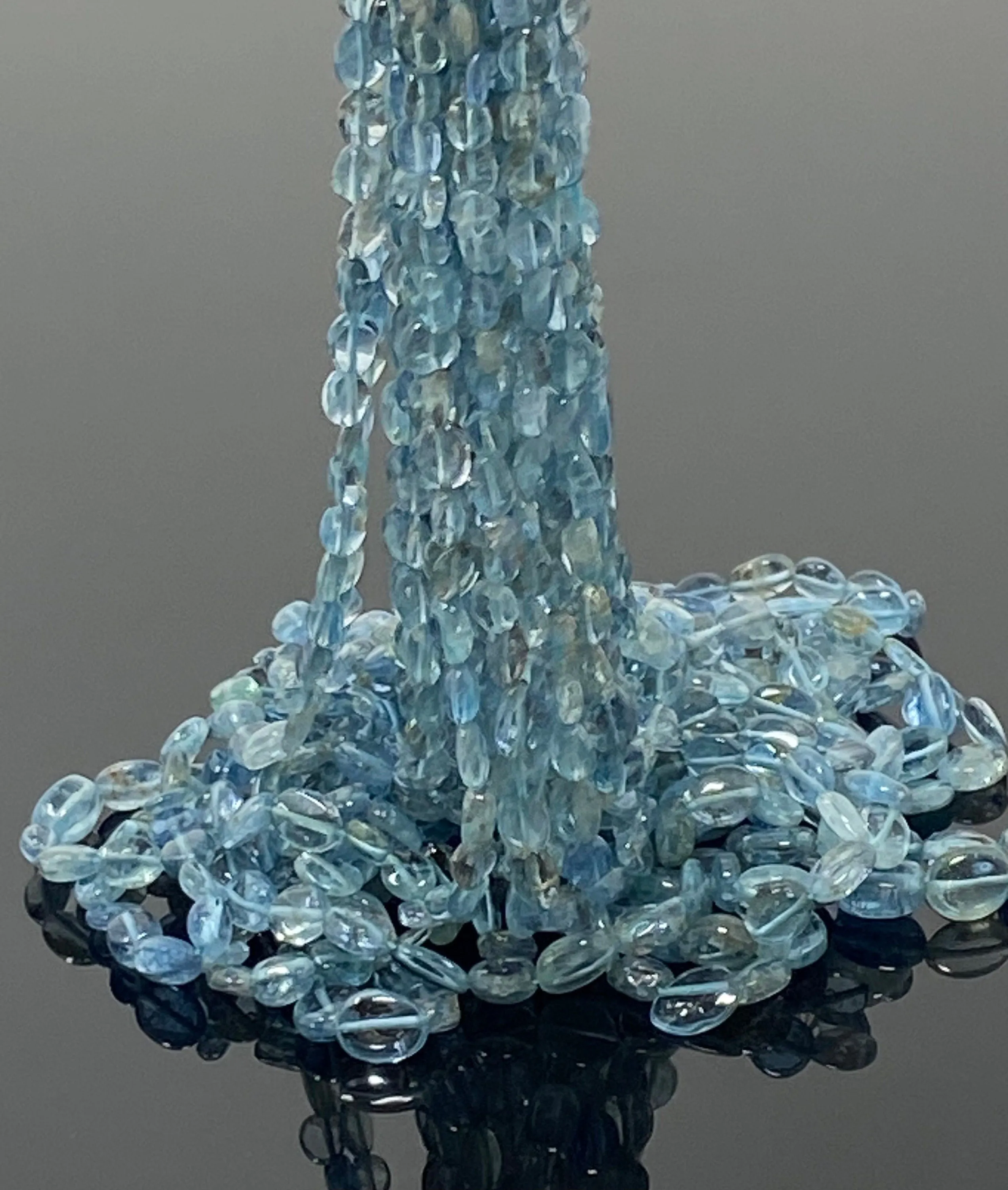 15” Rare Santa Maria Aquamarine Gemstone Beads, Aquamarine Oval Nugget Smooth Beads, Bulk Wholesale Beads, 4x3mm - 8x6mm