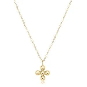 16" Necklace Gold Classic Beaded Signature Cross 4MM