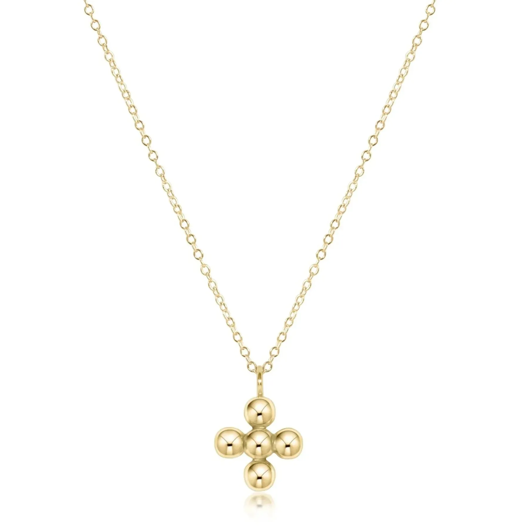 16" Necklace Gold Classic Beaded Signature Cross 4MM