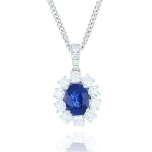 18ct White Gold 1.38ct Sapphire and Diamond Necklace