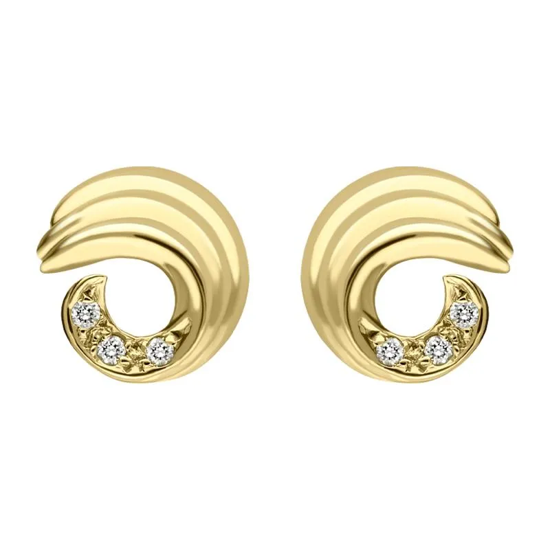 18ct Yellow Gold Diamond Swirl Stud Earrings D