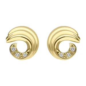 18ct Yellow Gold Diamond Swirl Stud Earrings D