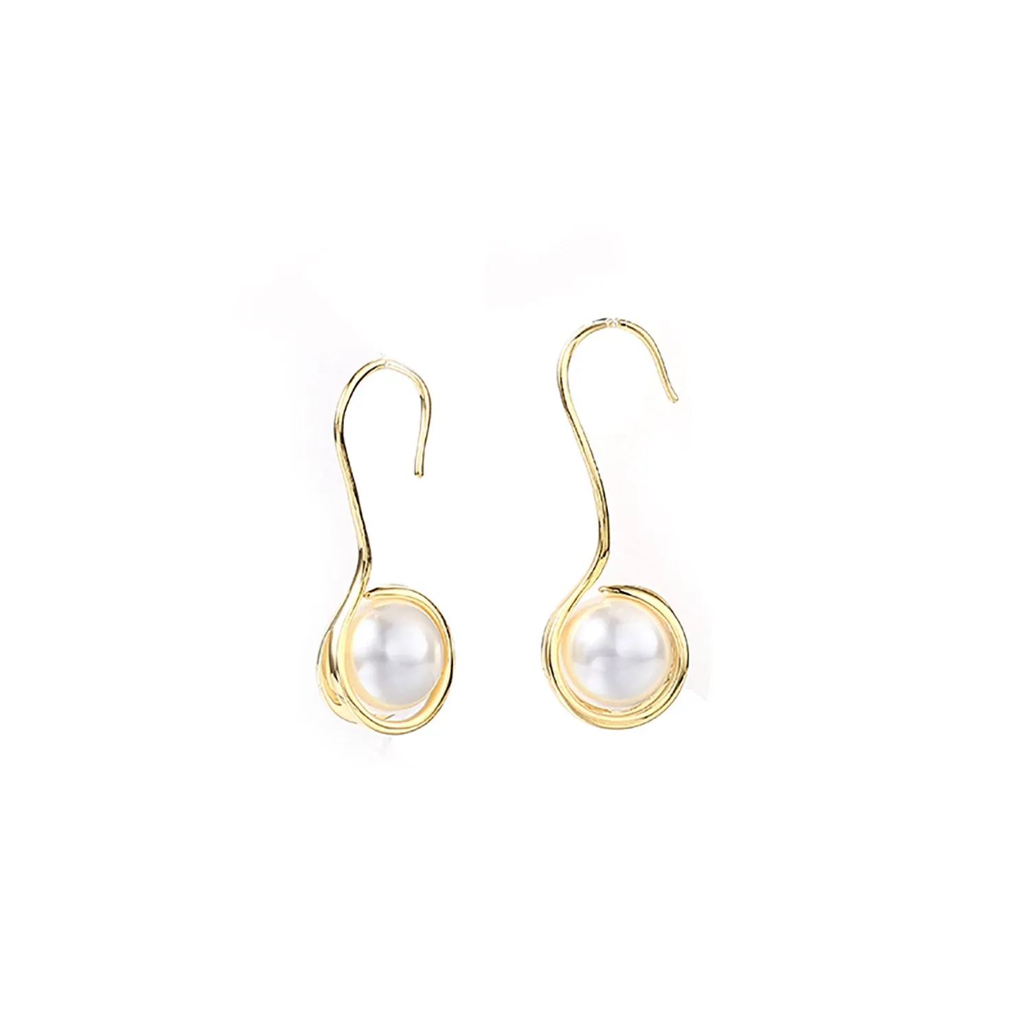 18k Gold Pearl Hook Earrings; Pearl Drop Earrings
