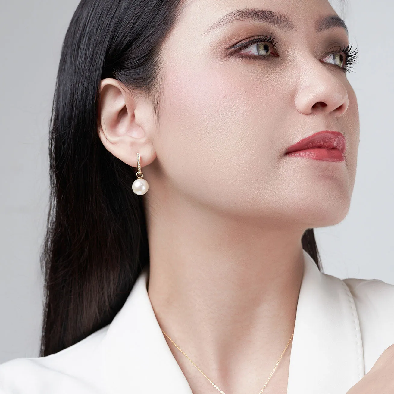 18K Solid Gold Edison Pearl Earrings KE00077 | Elegant