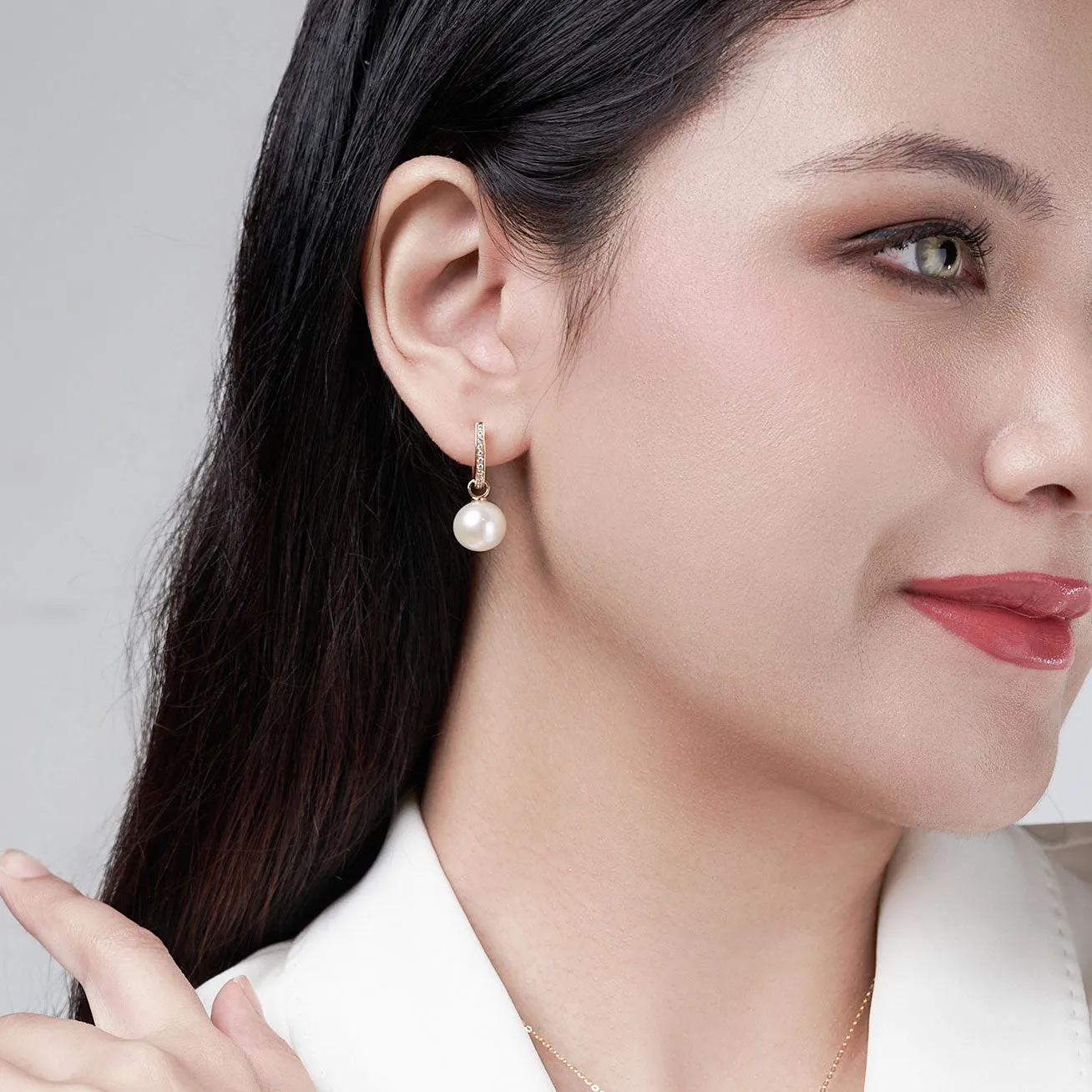 18K Solid Gold Edison Pearl Earrings KE00077 | Elegant