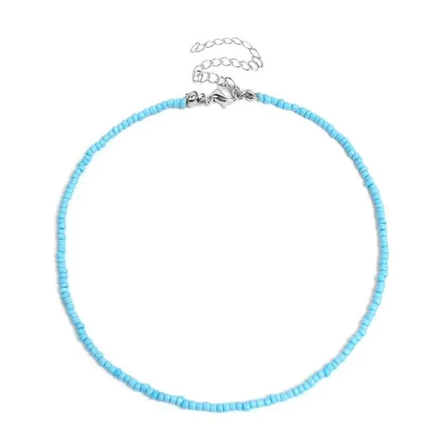 1pc Bohemian Style Ladies Choker Necklace Creative Fashion Bohemian Beaded Necklace Bead Choker Jewelry Accessories