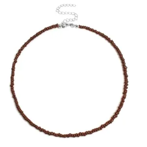 1pc Bohemian Style Ladies Choker Necklace Creative Fashion Bohemian Beaded Necklace Bead Choker Jewelry Accessories