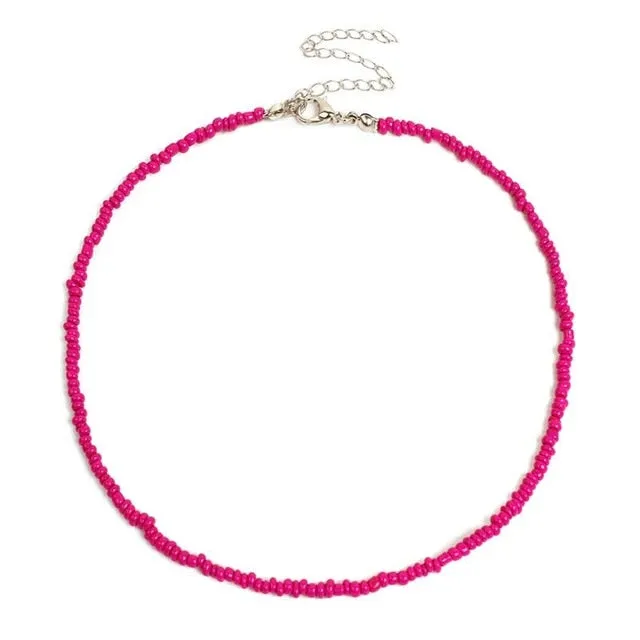 1pc Bohemian Style Ladies Choker Necklace Creative Fashion Bohemian Beaded Necklace Bead Choker Jewelry Accessories