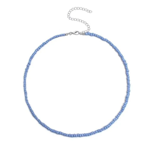 1pc Bohemian Style Ladies Choker Necklace Creative Fashion Bohemian Beaded Necklace Bead Choker Jewelry Accessories