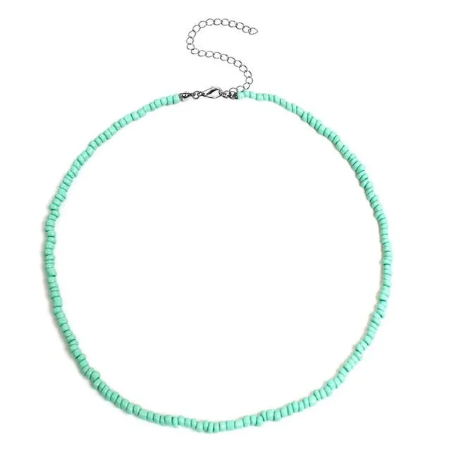 1pc Bohemian Style Ladies Choker Necklace Creative Fashion Bohemian Beaded Necklace Bead Choker Jewelry Accessories