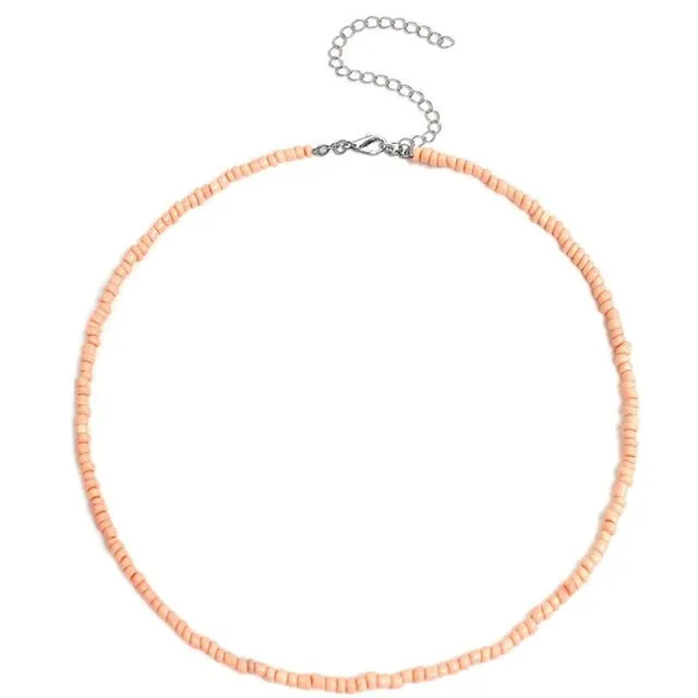 1pc Bohemian Style Ladies Choker Necklace Creative Fashion Bohemian Beaded Necklace Bead Choker Jewelry Accessories