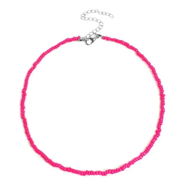 1pc Bohemian Style Ladies Choker Necklace Creative Fashion Bohemian Beaded Necklace Bead Choker Jewelry Accessories