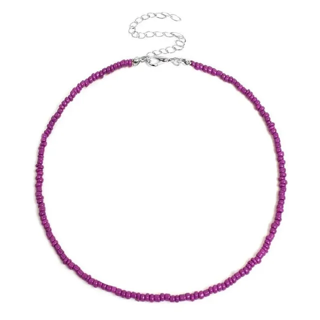 1pc Bohemian Style Ladies Choker Necklace Creative Fashion Bohemian Beaded Necklace Bead Choker Jewelry Accessories