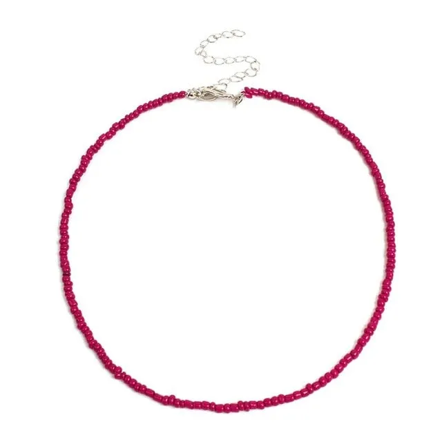 1pc Bohemian Style Ladies Choker Necklace Creative Fashion Bohemian Beaded Necklace Bead Choker Jewelry Accessories