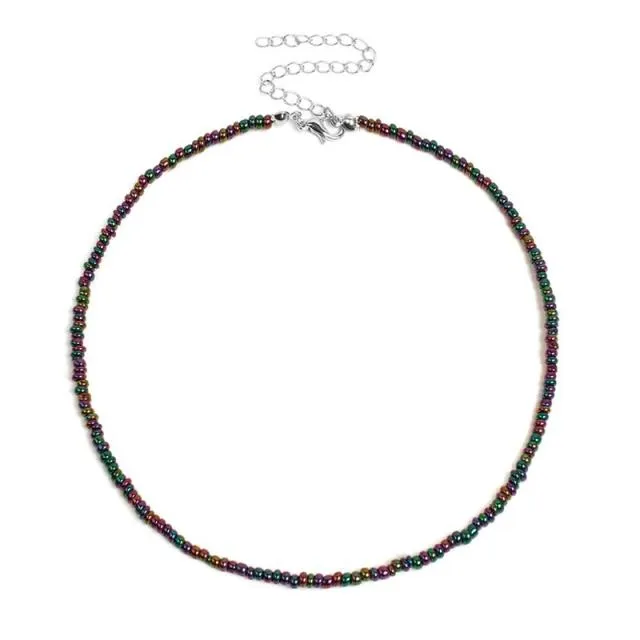 1pc Bohemian Style Ladies Choker Necklace Creative Fashion Bohemian Beaded Necklace Bead Choker Jewelry Accessories