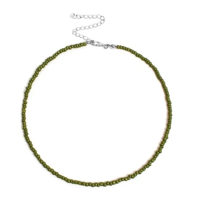 1pc Bohemian Style Ladies Choker Necklace Creative Fashion Bohemian Beaded Necklace Bead Choker Jewelry Accessories