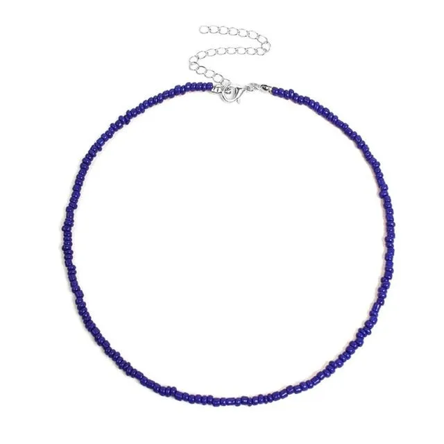 1pc Bohemian Style Ladies Choker Necklace Creative Fashion Bohemian Beaded Necklace Bead Choker Jewelry Accessories