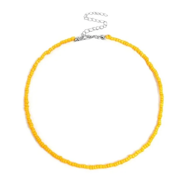 1pc Bohemian Style Ladies Choker Necklace Creative Fashion Bohemian Beaded Necklace Bead Choker Jewelry Accessories