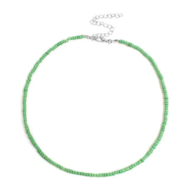 1pc Bohemian Style Ladies Choker Necklace Creative Fashion Bohemian Beaded Necklace Bead Choker Jewelry Accessories