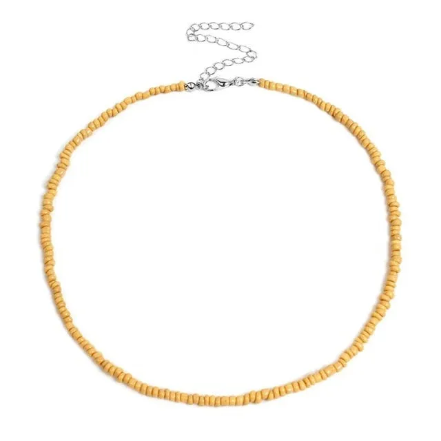 1pc Bohemian Style Ladies Choker Necklace Creative Fashion Bohemian Beaded Necklace Bead Choker Jewelry Accessories