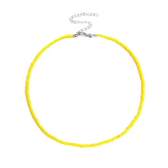 1pc Bohemian Style Ladies Choker Necklace Creative Fashion Bohemian Beaded Necklace Bead Choker Jewelry Accessories