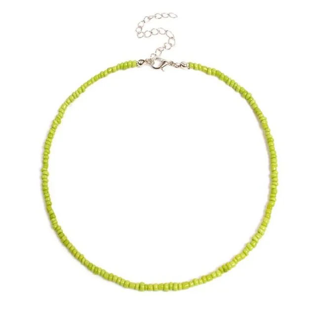 1pc Bohemian Style Ladies Choker Necklace Creative Fashion Bohemian Beaded Necklace Bead Choker Jewelry Accessories