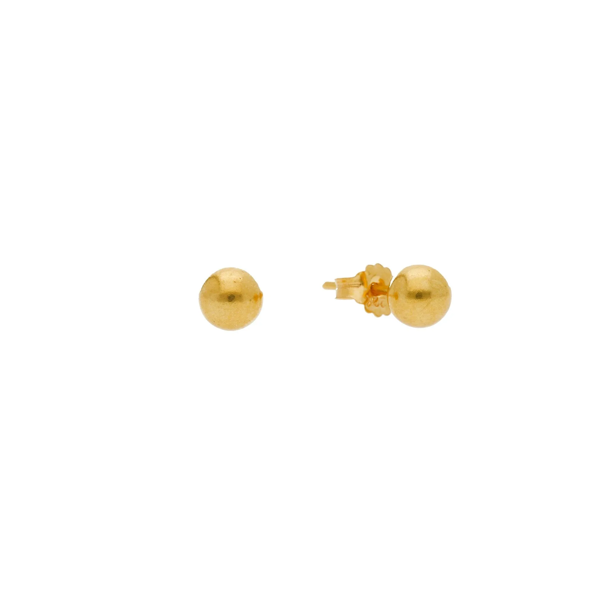 22K Yellow Gold Ball Stud Earrings, 2.3 Grams