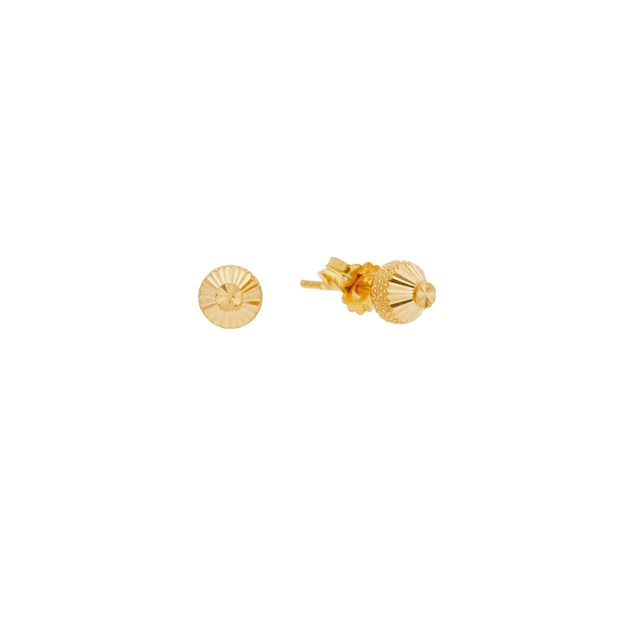 22K Yellow Gold Pointed Ribbed Studs