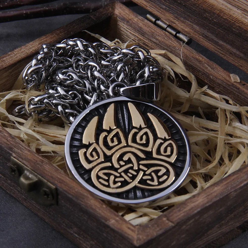 316L stainless steel Classic Animal Bear Claw Men's Pendant Necklace