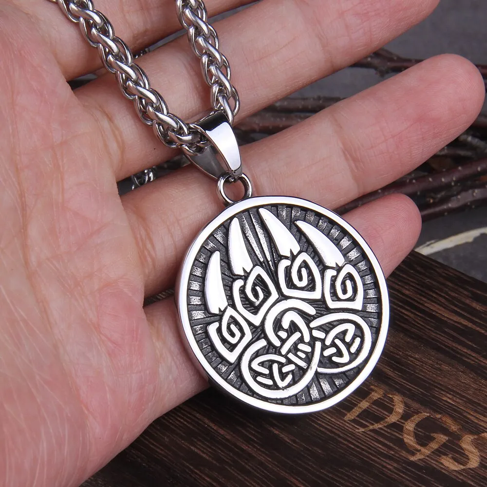 316L stainless steel Classic Animal Bear Claw Men's Pendant Necklace