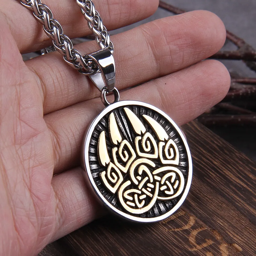316L stainless steel Classic Animal Bear Claw Men's Pendant Necklace