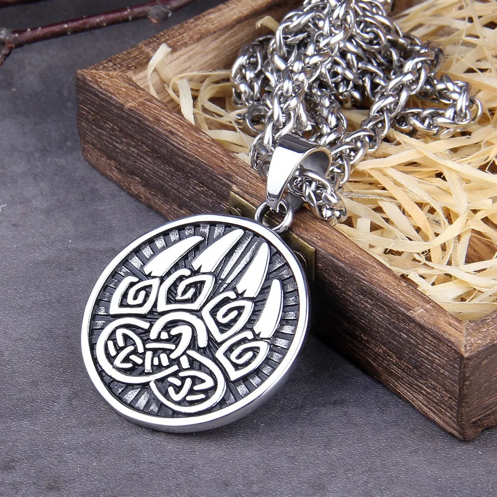 316L stainless steel Classic Animal Bear Claw Men's Pendant Necklace
