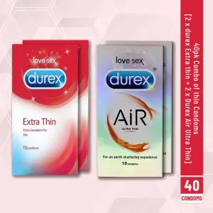 40Pk Combo Of Thin Condoms - [Durex Extra Thin   Durex Air Ultra Thin]