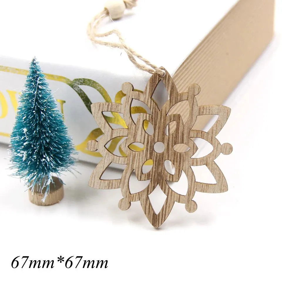 6 Piece Christmas Snowflakes Wooden Pendant Ornaments