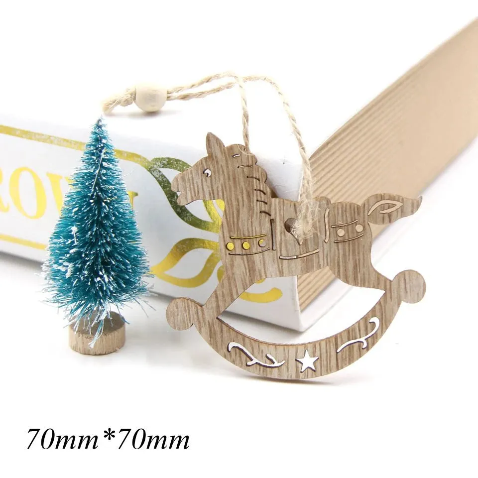 6 Piece Christmas Snowflakes Wooden Pendant Ornaments