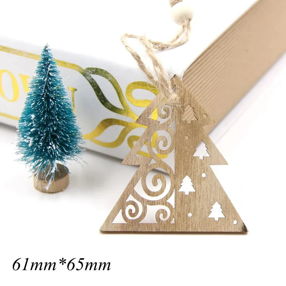 6 Piece Christmas Snowflakes Wooden Pendant Ornaments