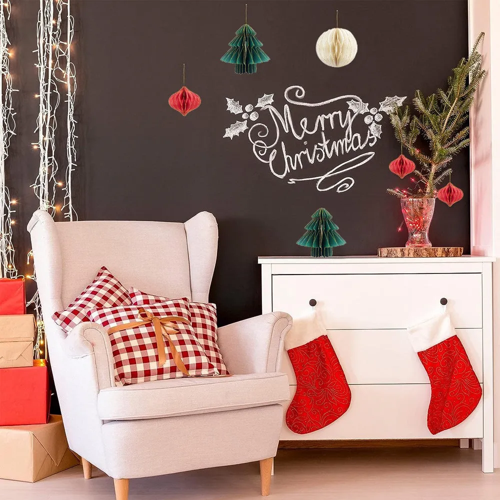 6Pcs Christmas Tree Honeycomb Ball Hanging Pendants