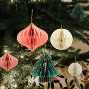 6Pcs Christmas Tree Honeycomb Ball Hanging Pendants