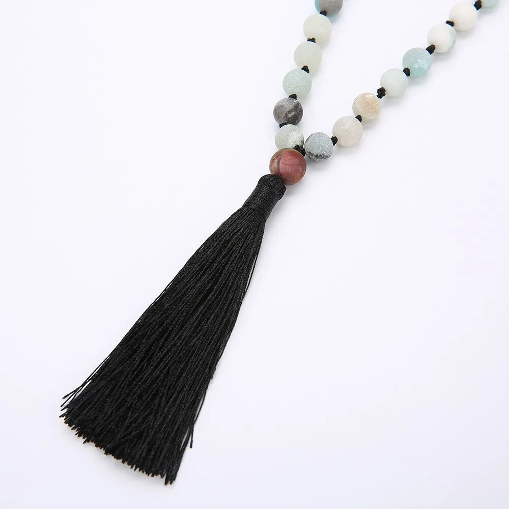 8MM Beads Chakra Long 108 Mala Necklace Natural Stone
