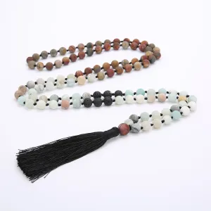 8MM Beads Chakra Long 108 Mala Necklace Natural Stone