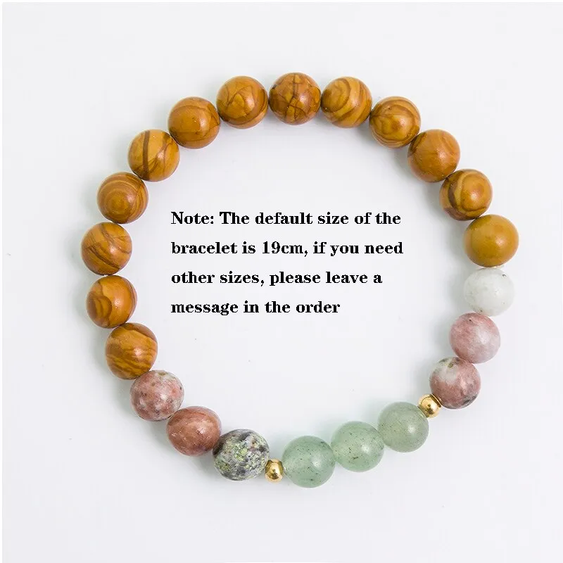 8mm Natural Green Aventurine Yellow Wood Jasper Red Plum Flower Beaded Necklace