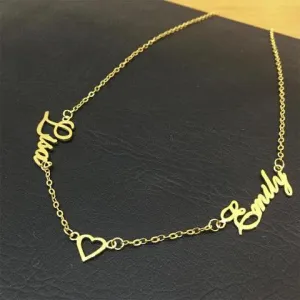 925 Sterling Silver Personalized Double Name Necklace Adjustable 18”-20”