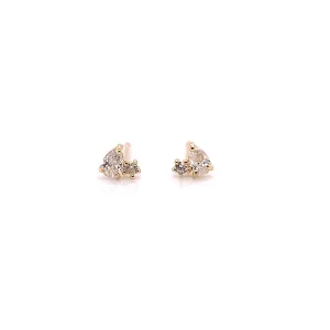 9ct Yellow Gold Tiny Pear & Round Stud Earrings