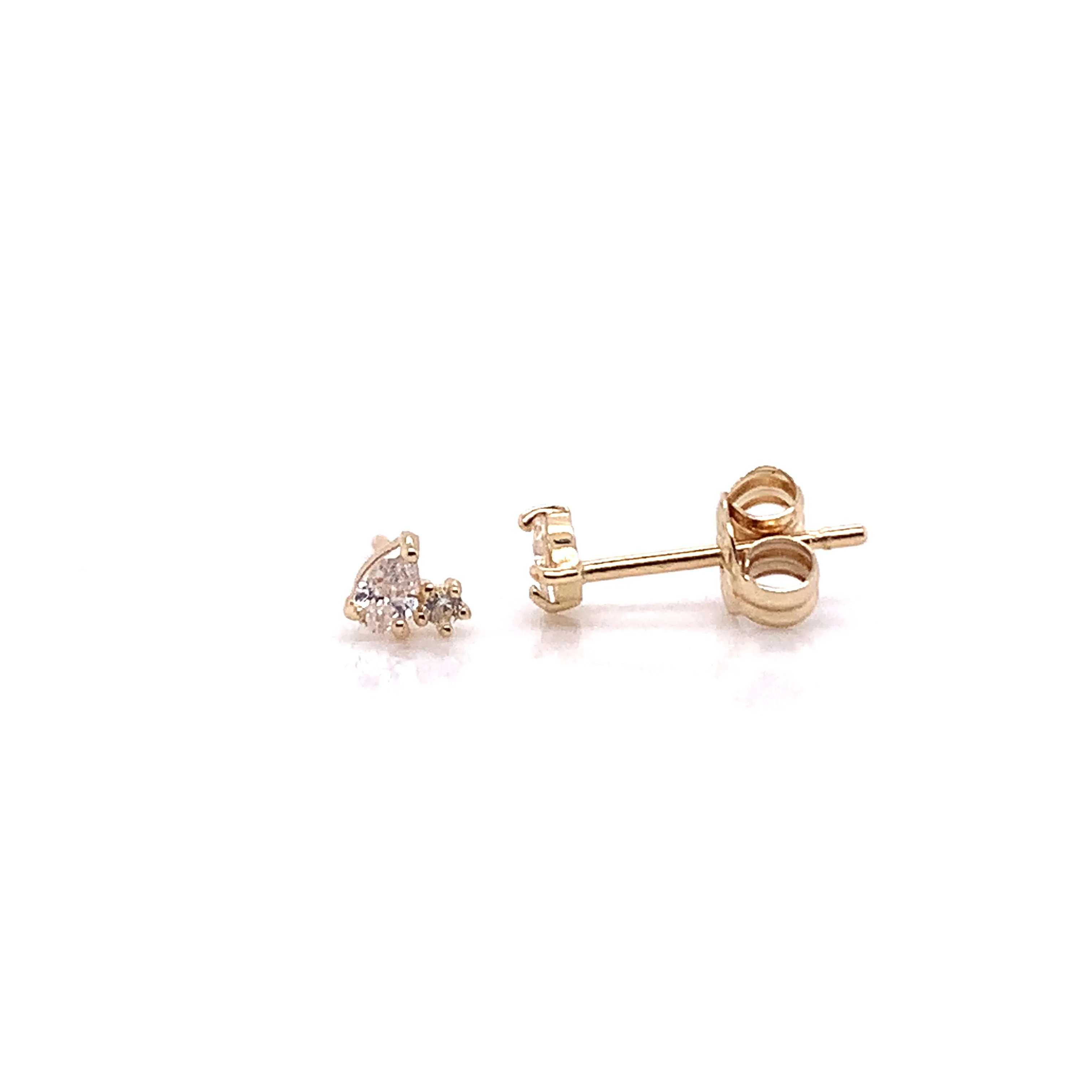 9ct Yellow Gold Tiny Pear & Round Stud Earrings