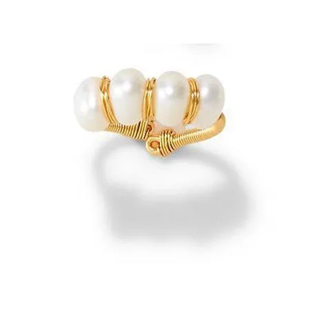 Adjustable Gold Pearl Ring