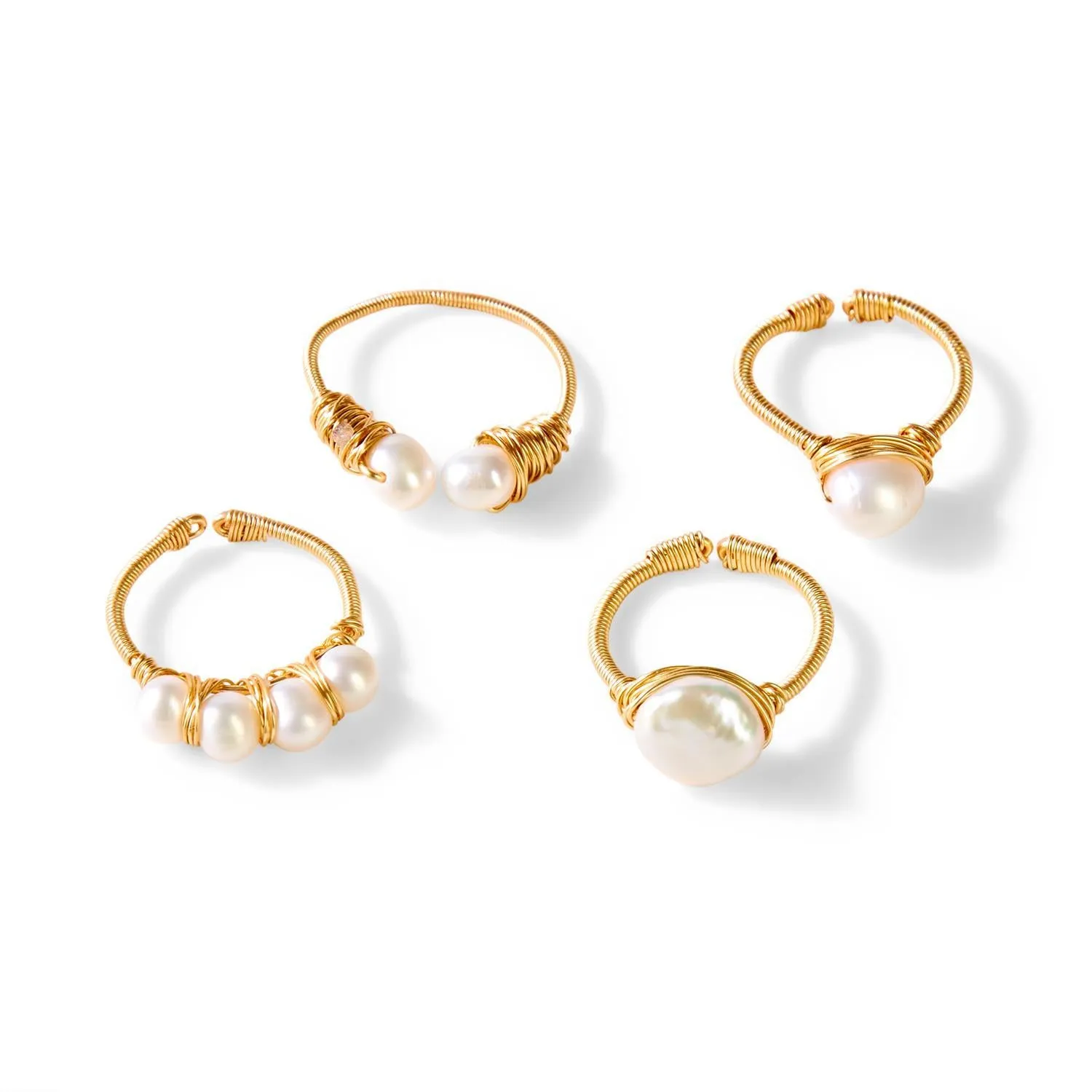 Adjustable Gold Pearl Ring